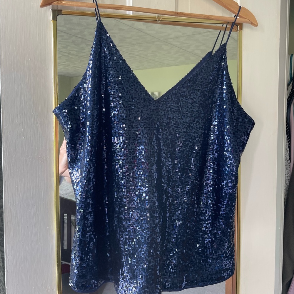 Navy sequin tank top womens - perfect condition!
